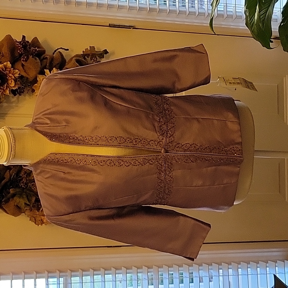 Jessica Howard Petite lavender beaded evening jacket 3/4 slv 1 button 10P NEW…